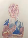 Artwork title: Woe Artwork medium Prismacolor pencils on paper 