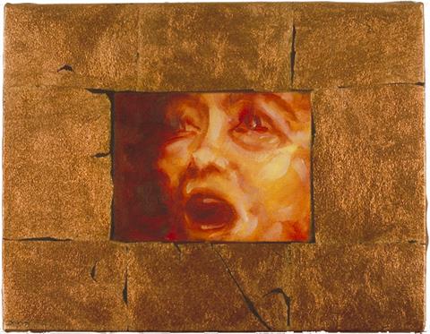 Contemporary Art By Donald Copper Oil Metal Leaf On Canvas